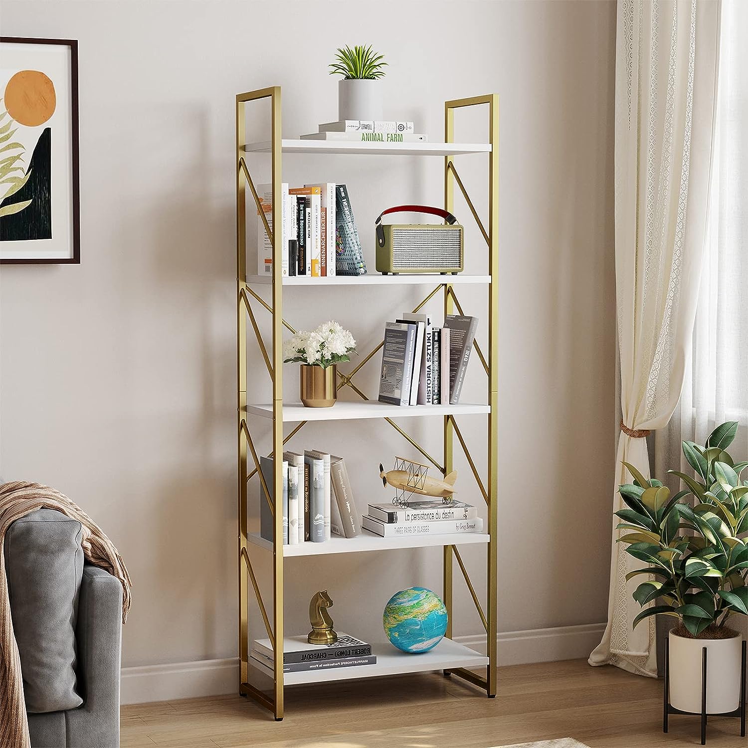 living room bookshelf