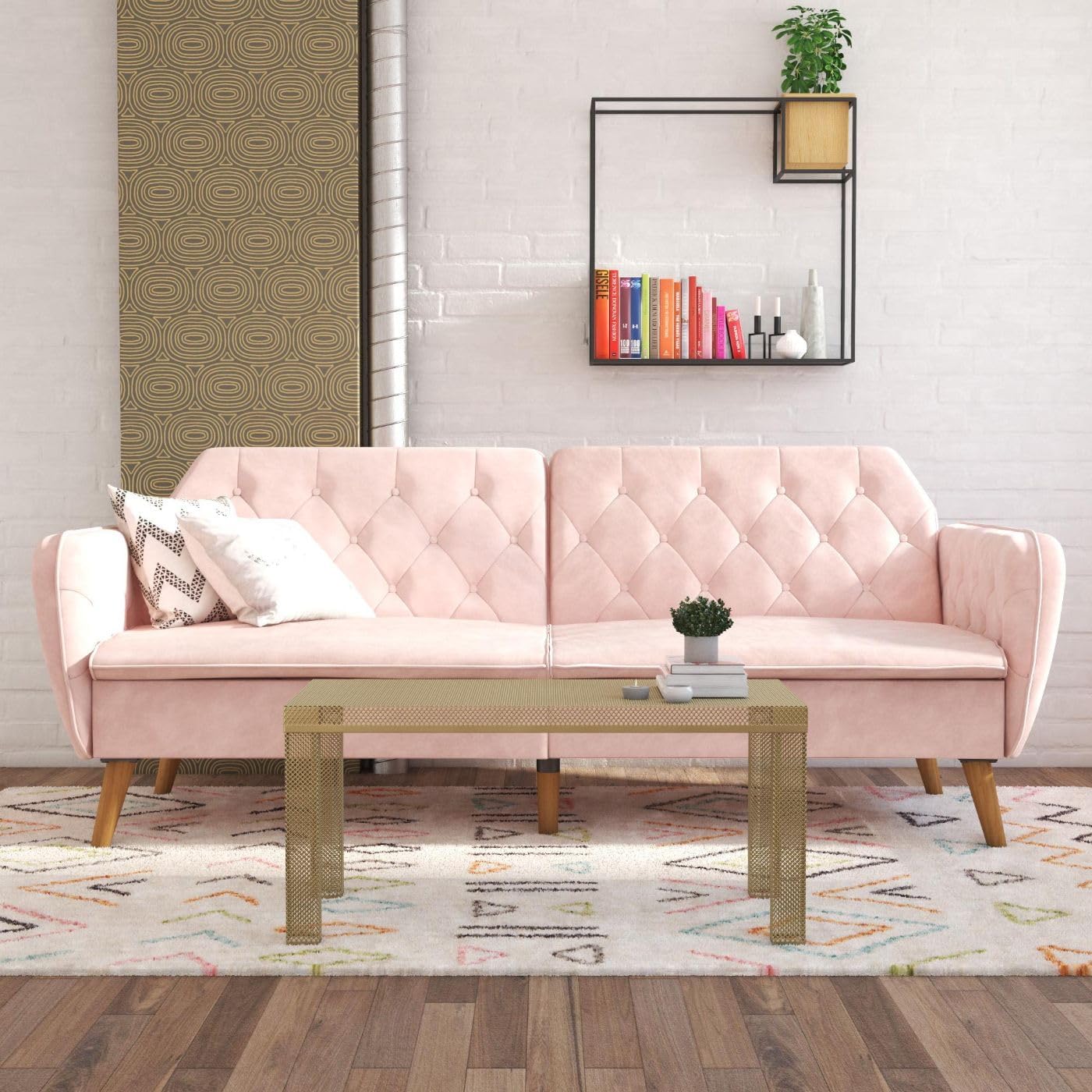 futon pink velvet living room couches