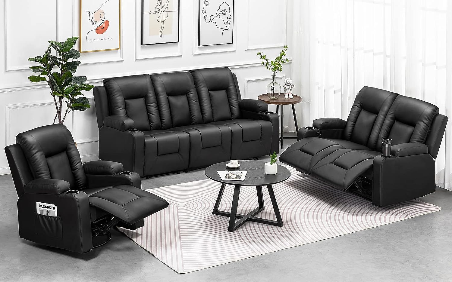 black reclining living room set