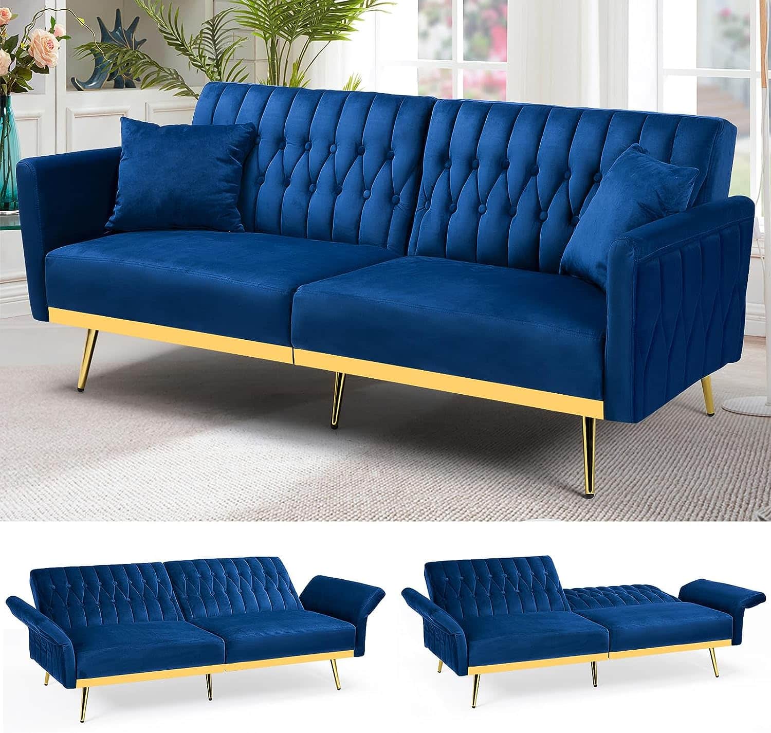 blue sofa living room