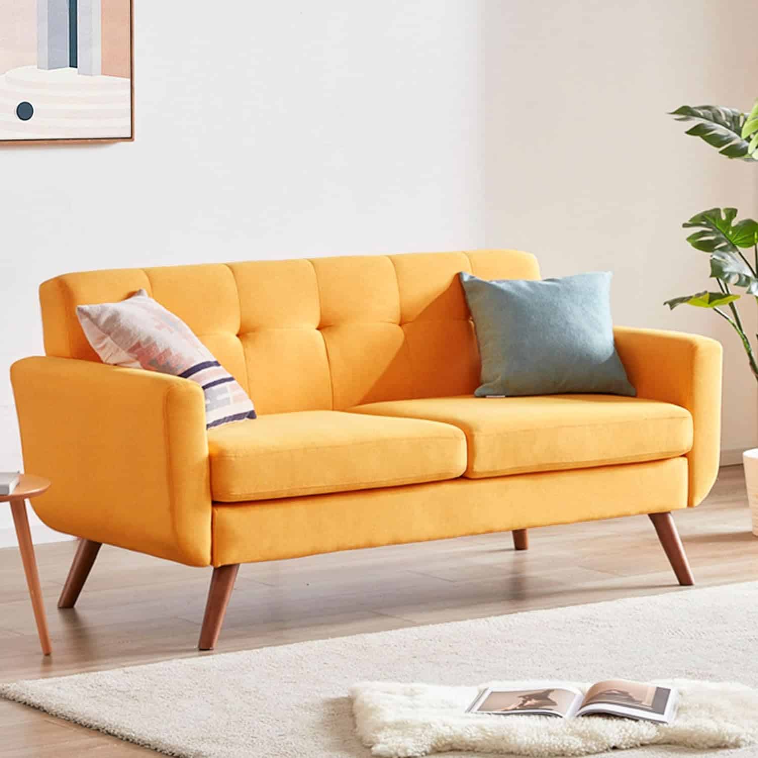 yellow small living room sofa