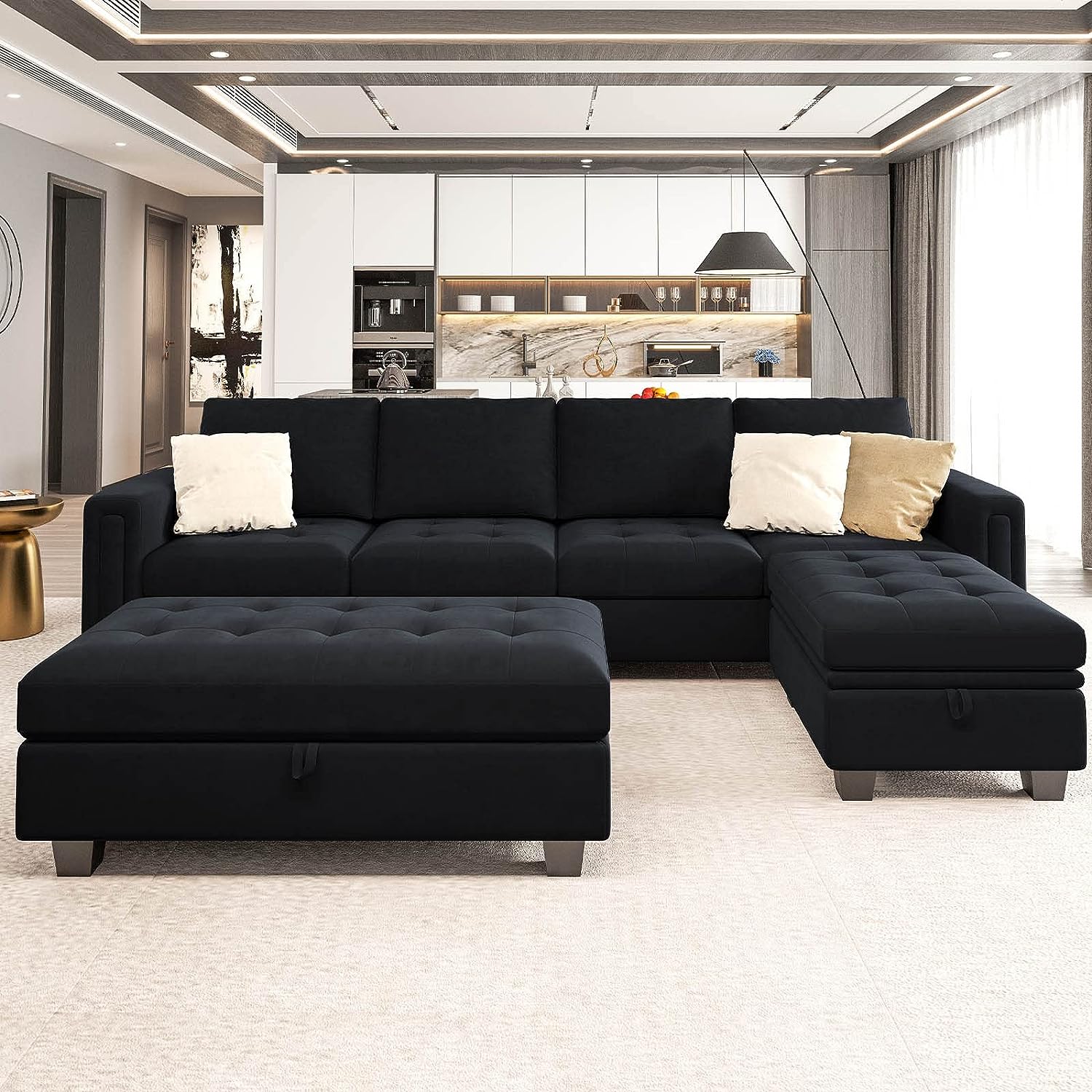 black furniture living room