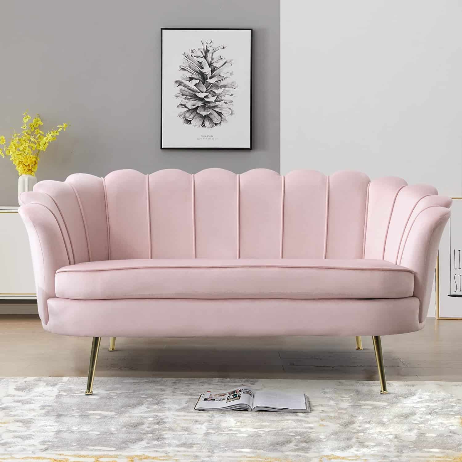 velvet pink small living room sofa