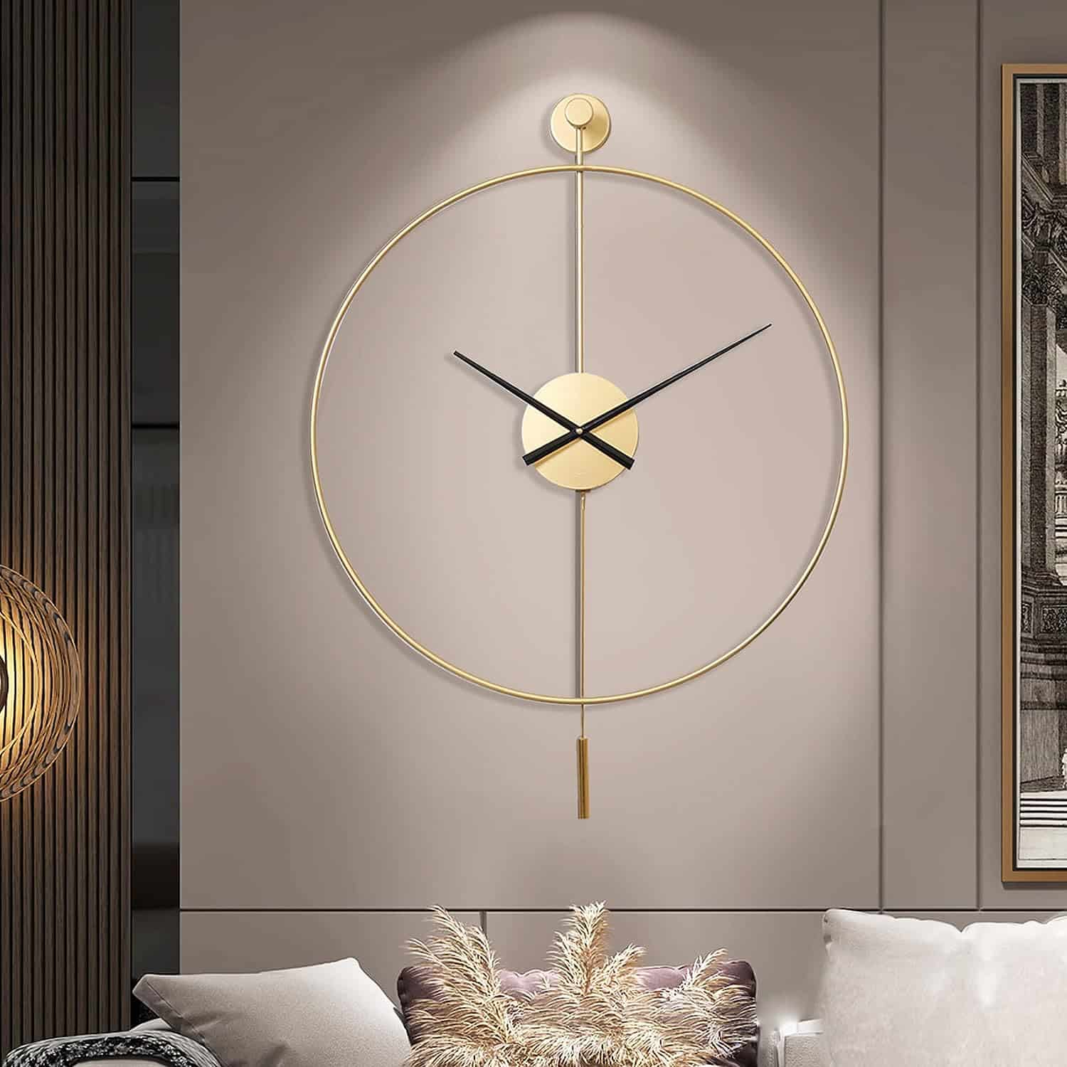 gold living room wall clock