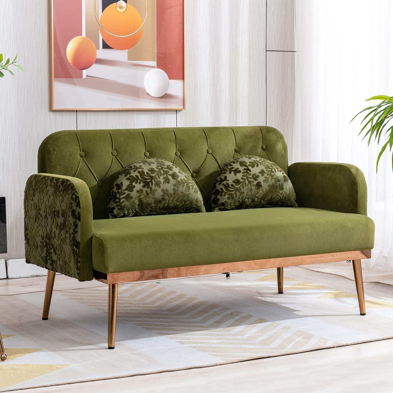green settee living room sofa