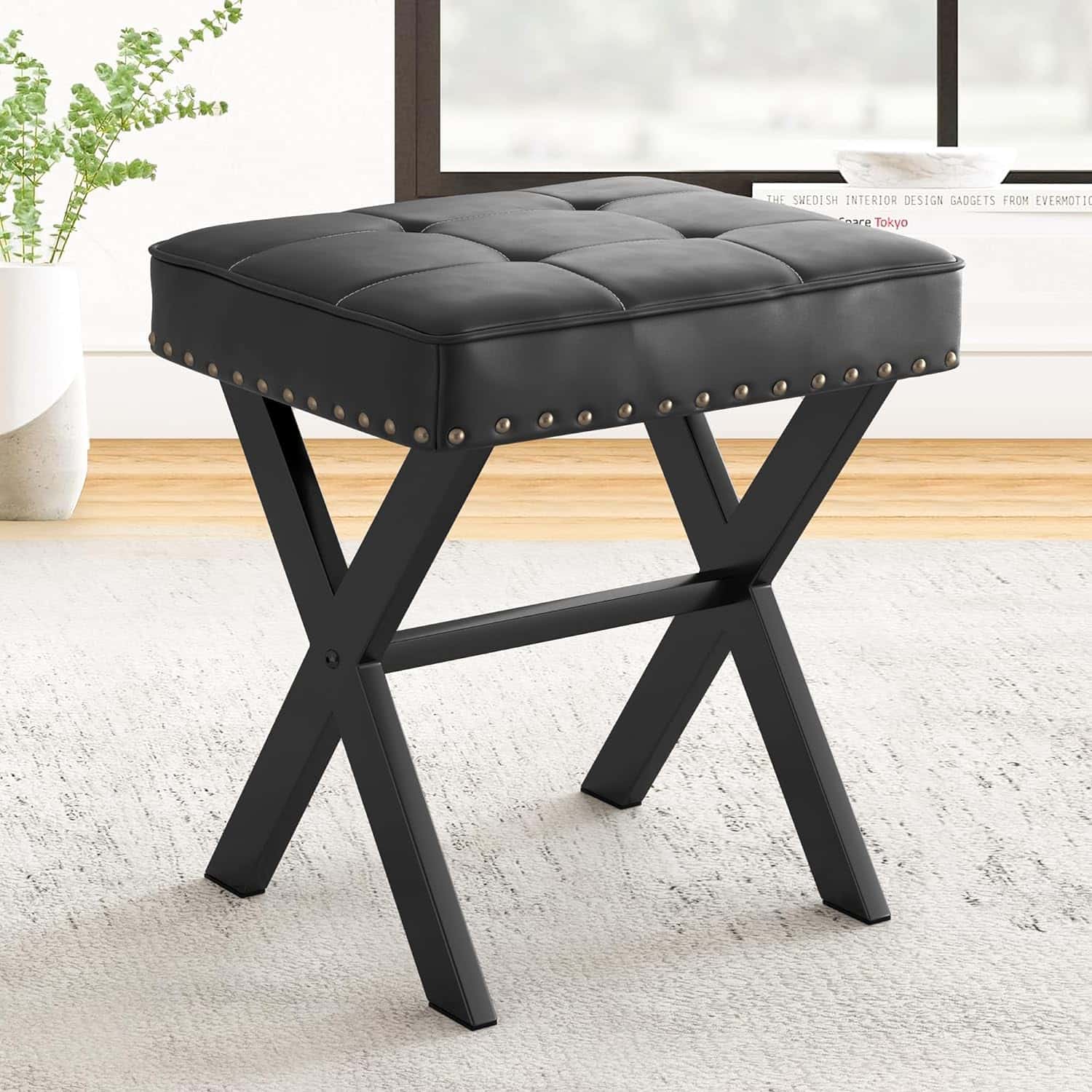living room stool ottoman black