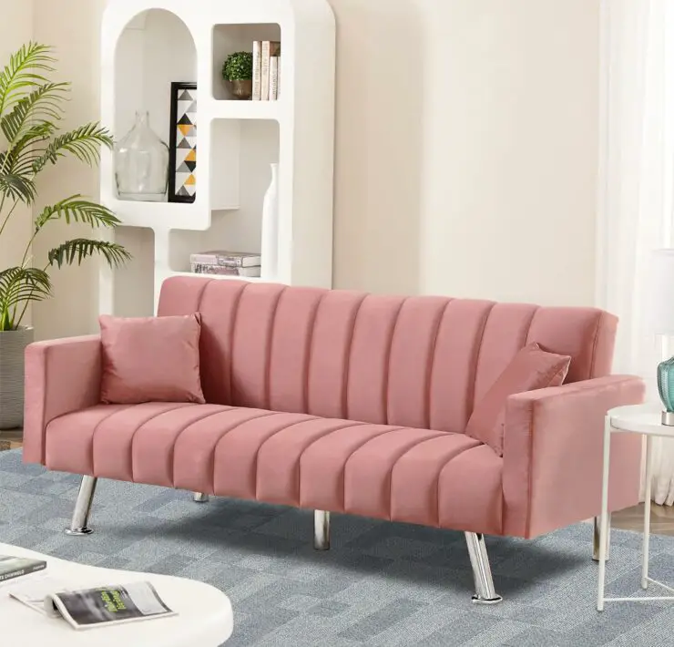 pink couches living room