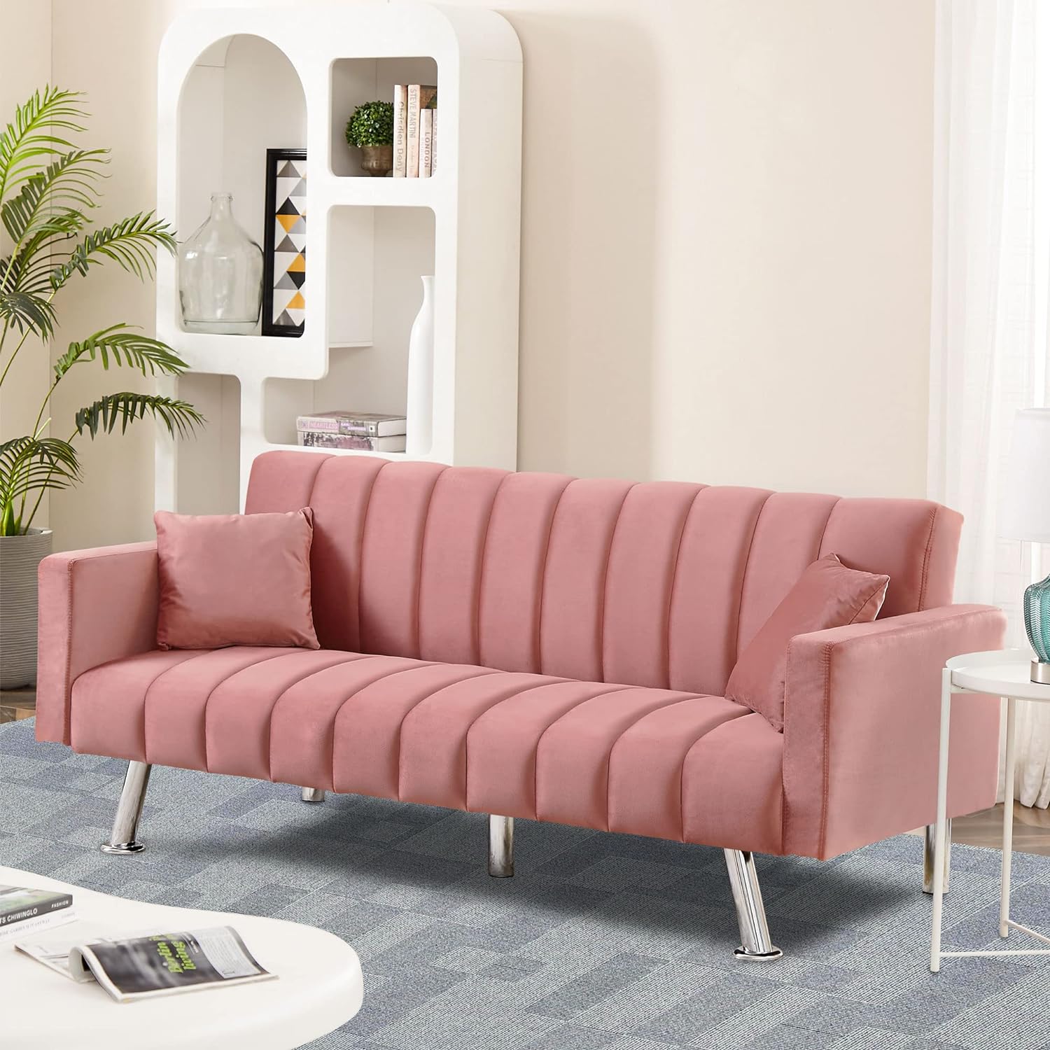 pink couches living room