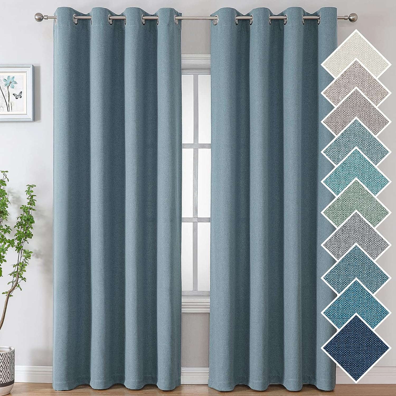 blue curtains for living room