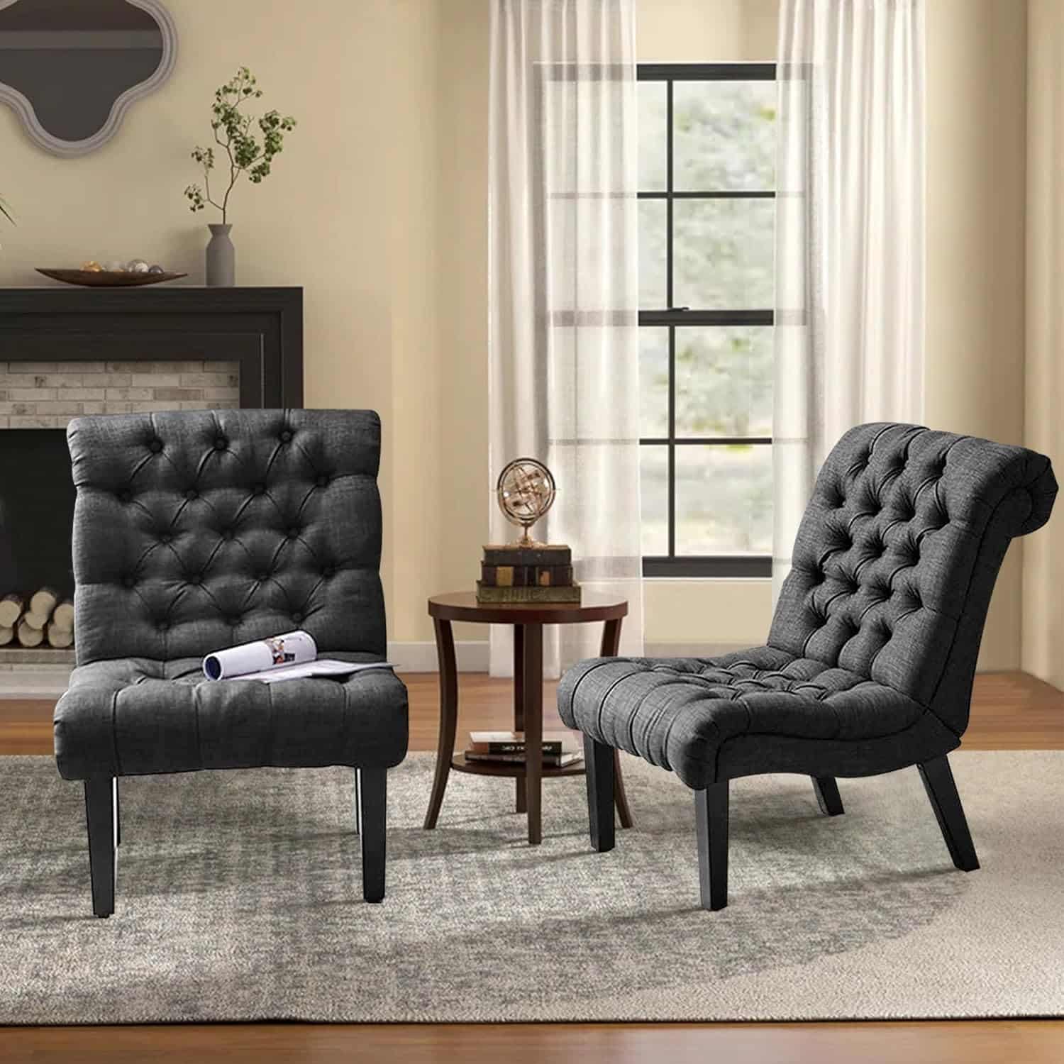 gray black living room chairs
