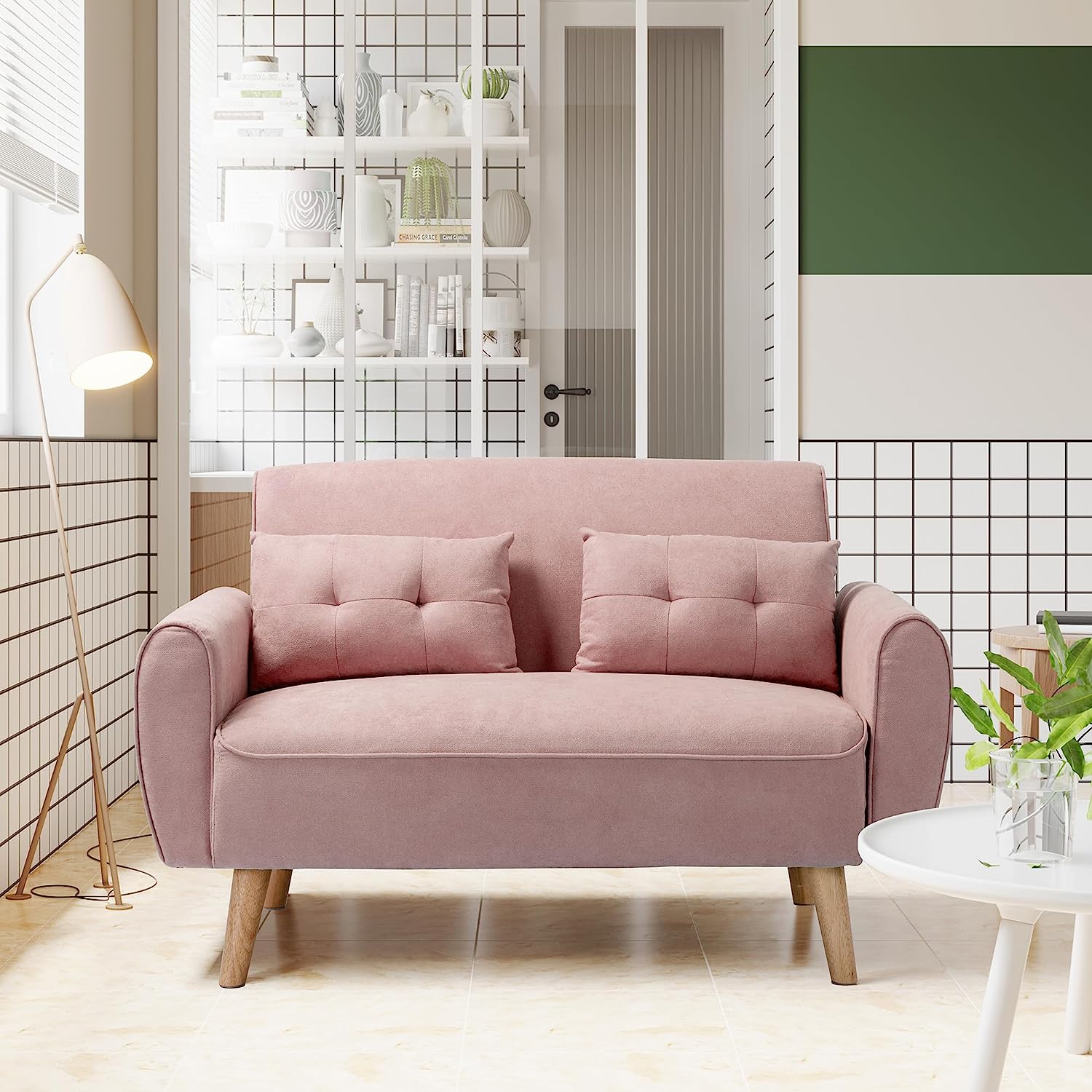 pink living room couch