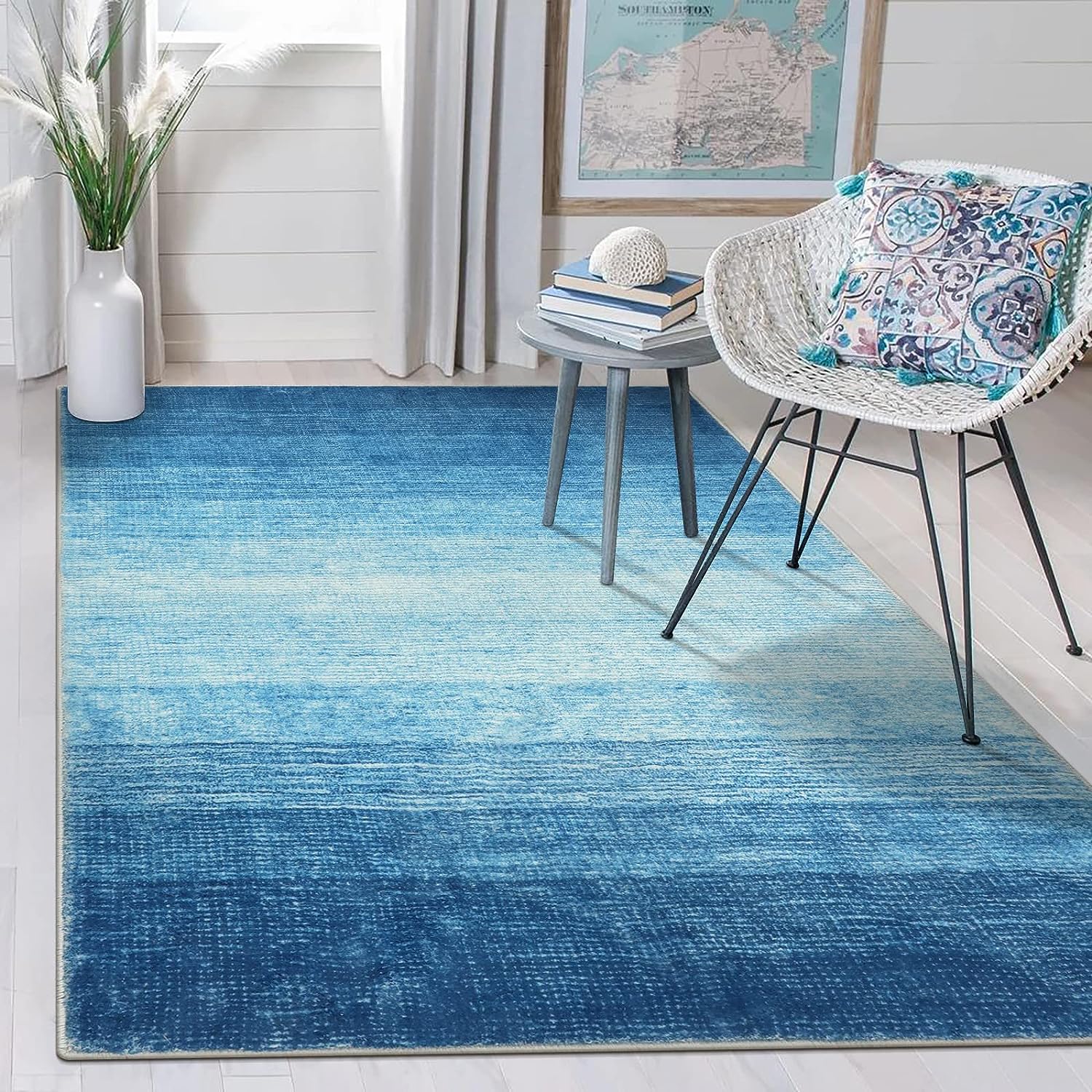 blue rug living room