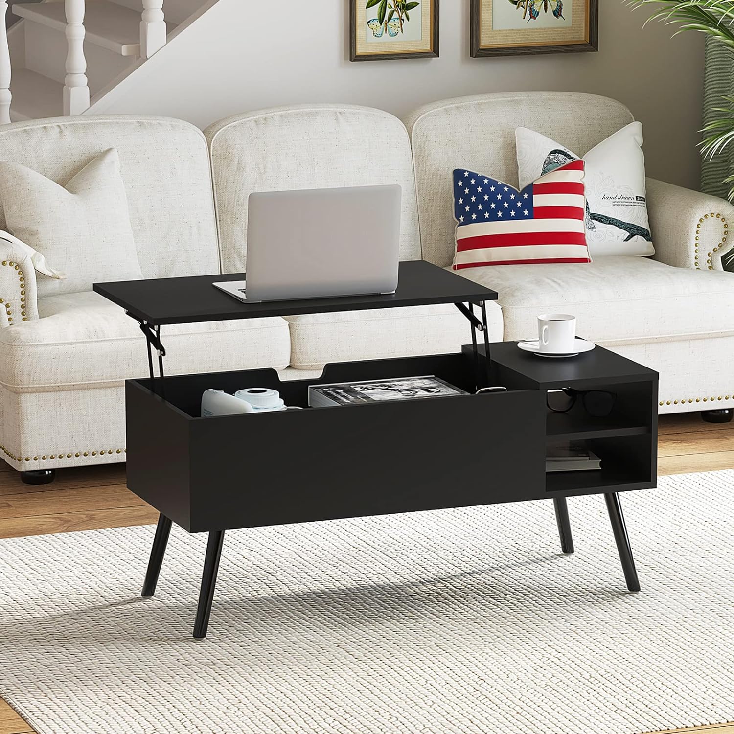 black coffee table living room