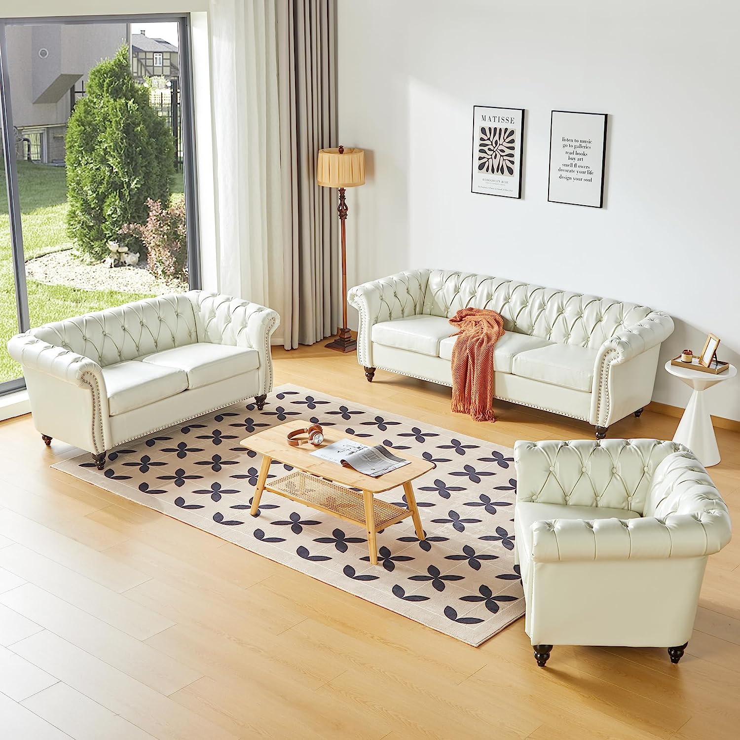3-pc white living room set