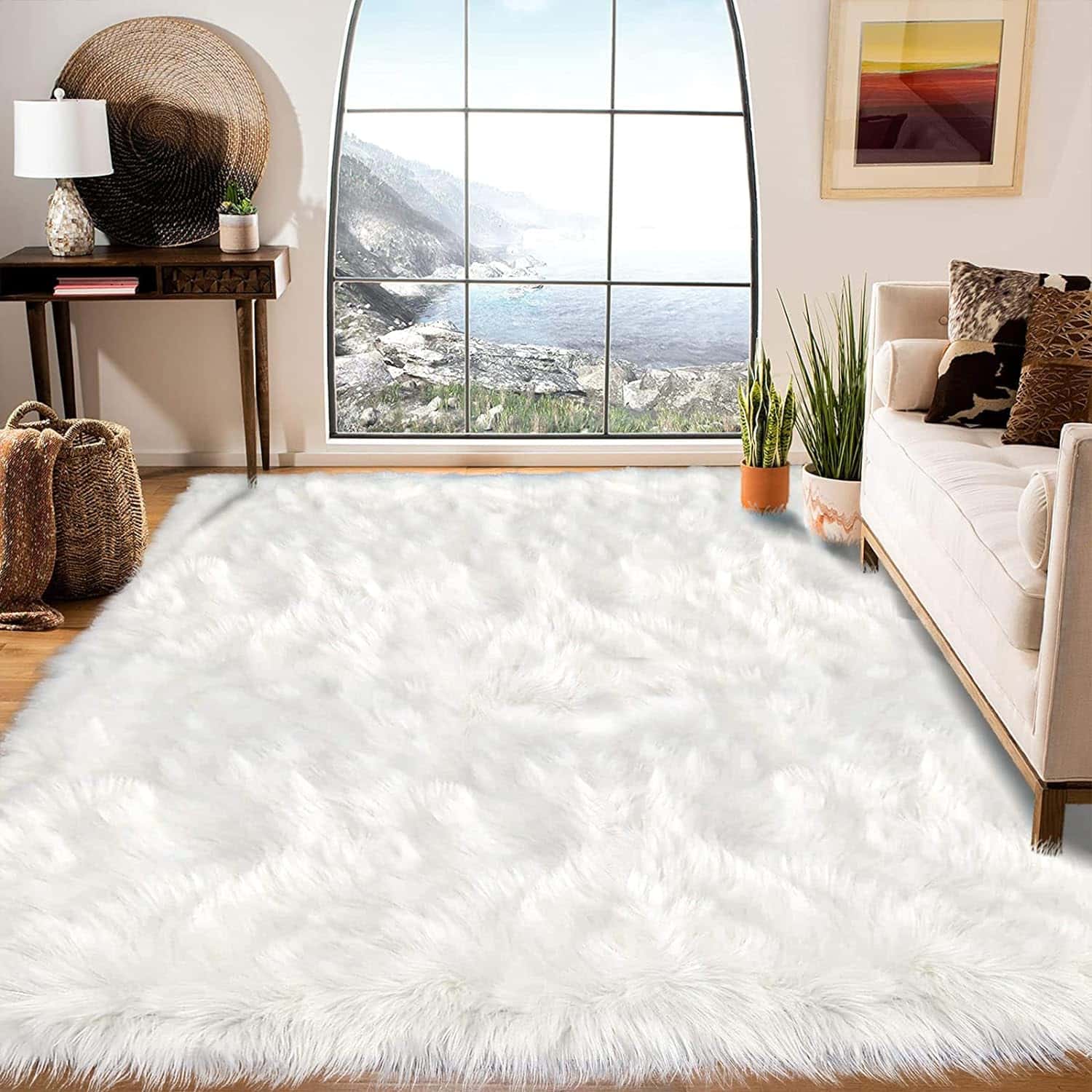 white living room rug