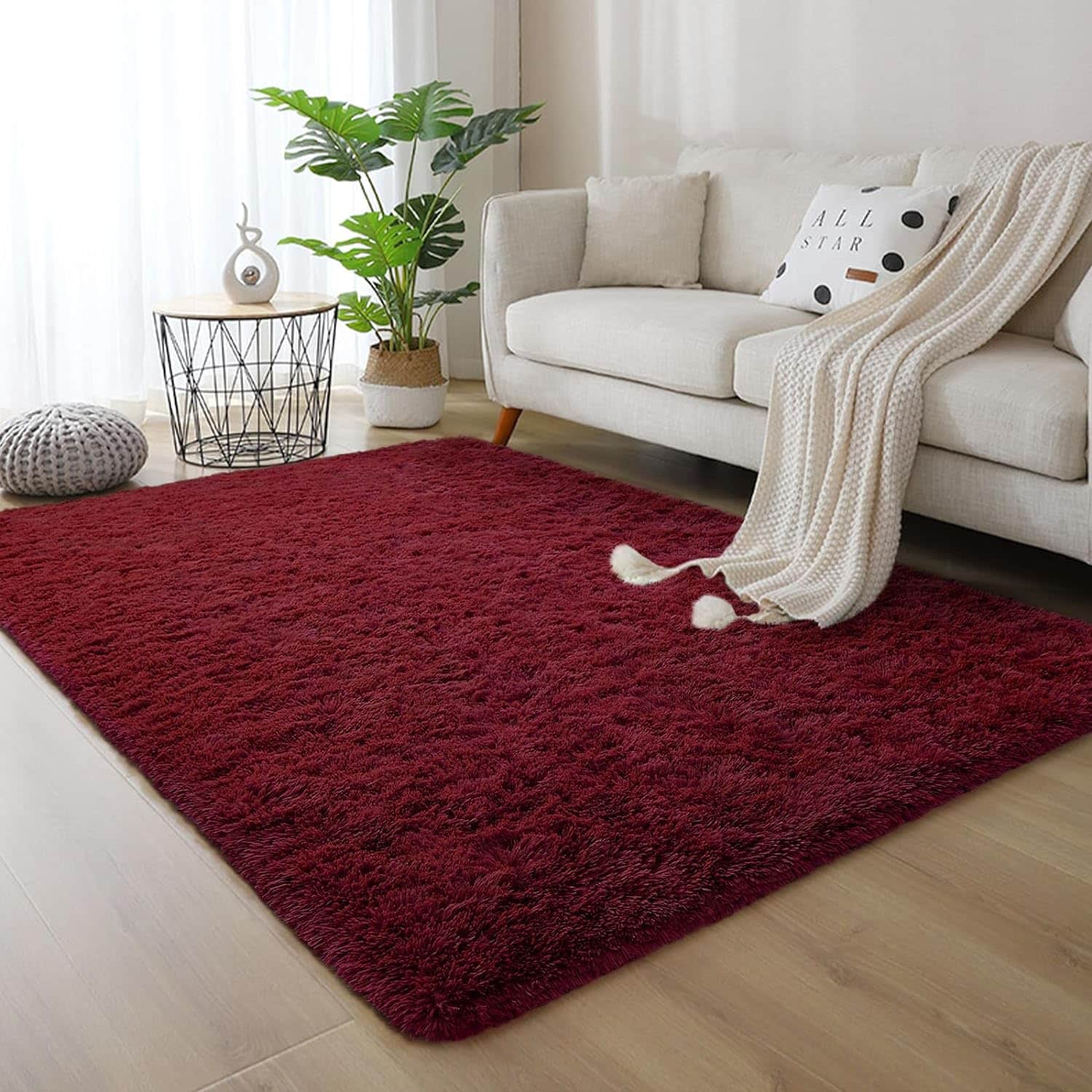 red living room rug