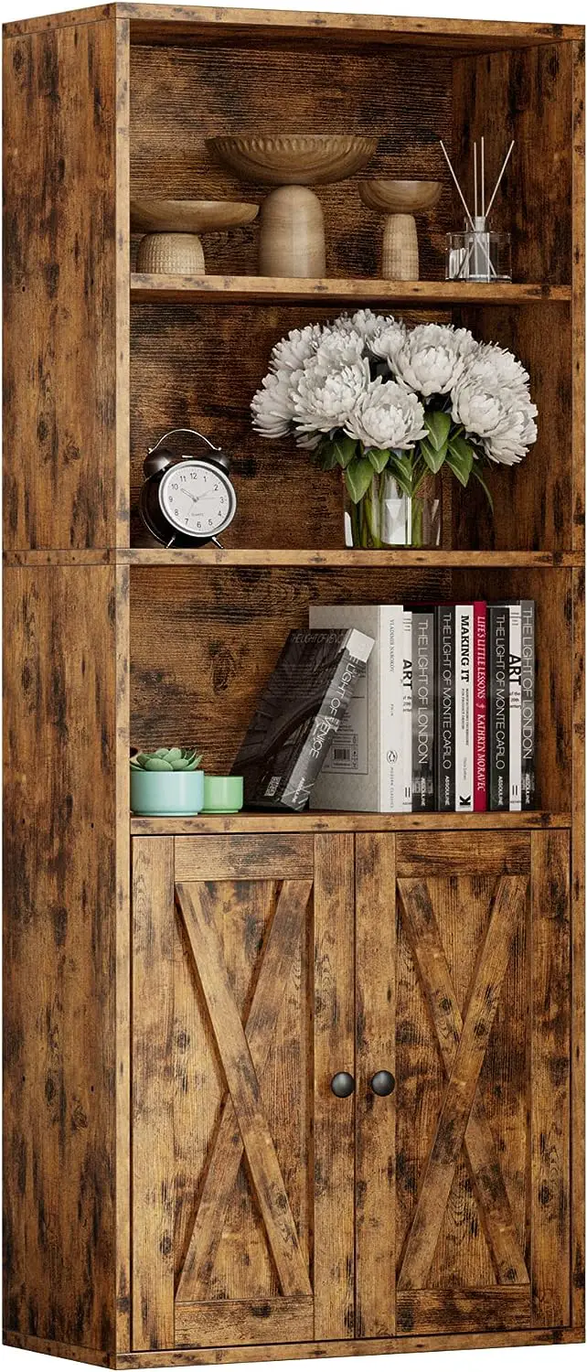 vintage wood living room bookshelf