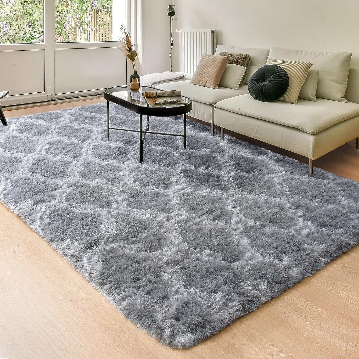 printed fluffy living room rug