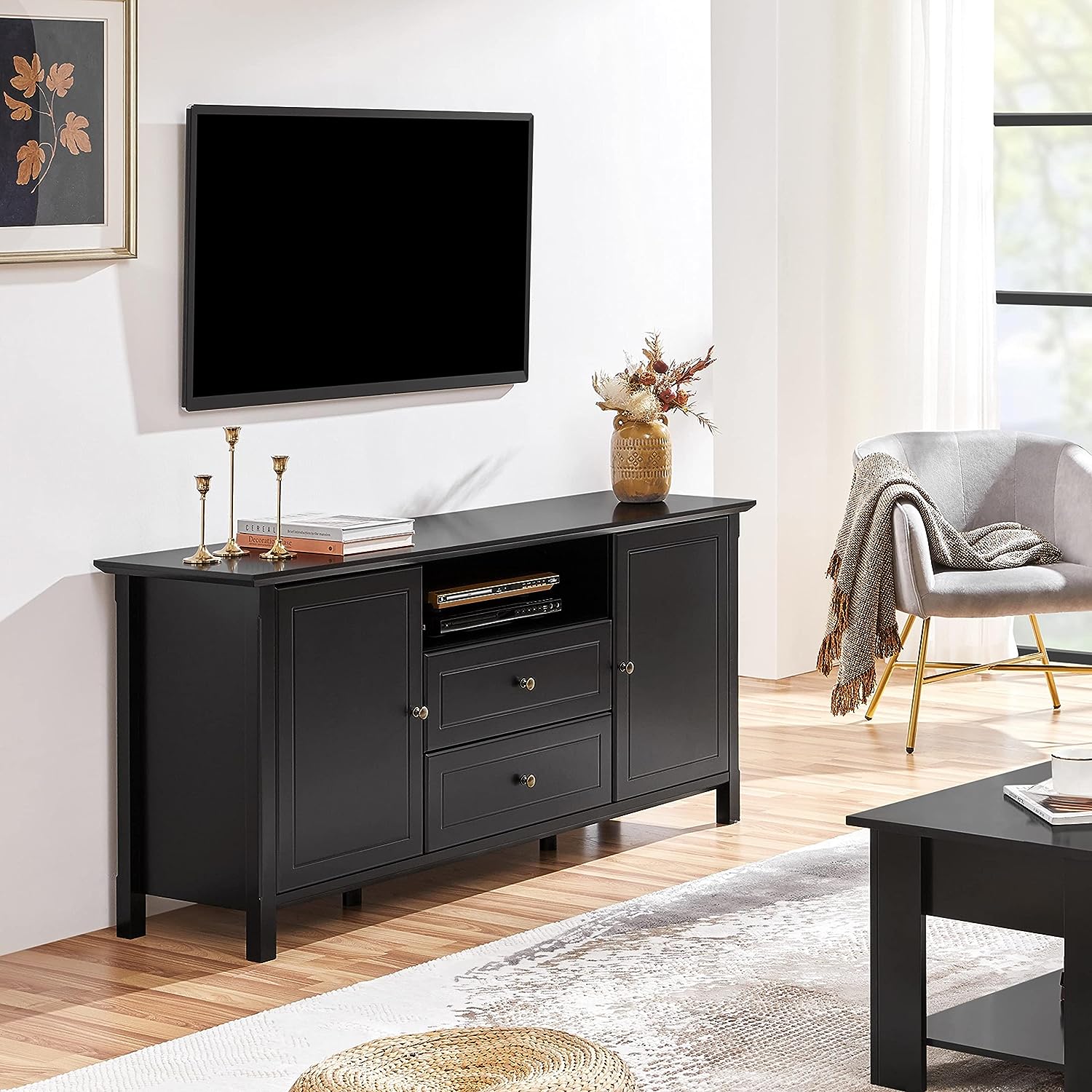 black tv console living room furniture