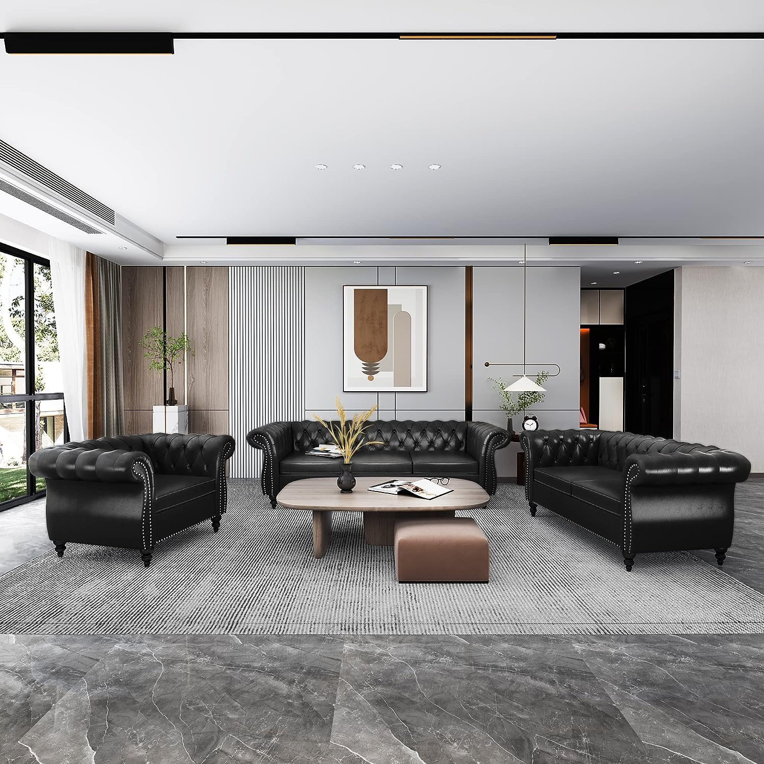 black set living room