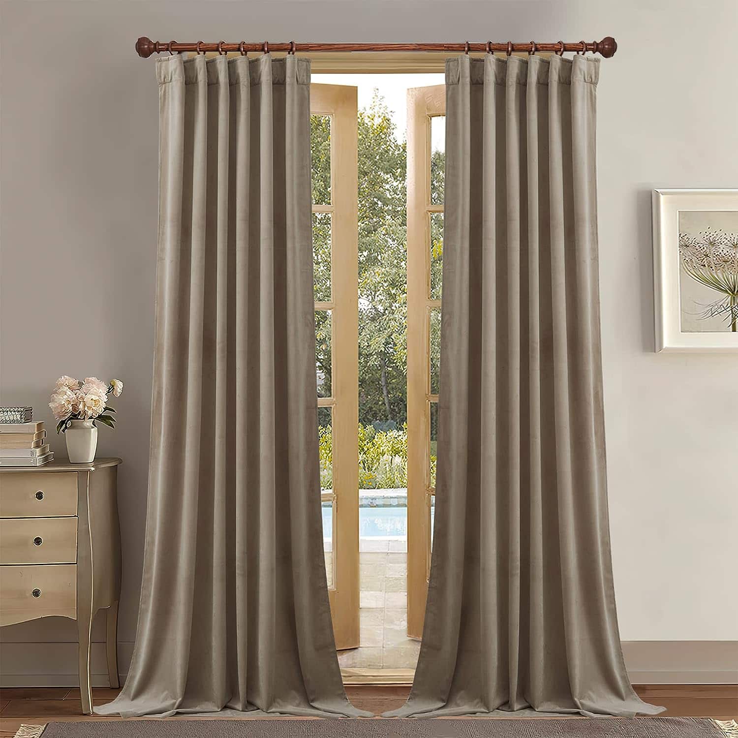 velvet camel beige modern curtains for living room