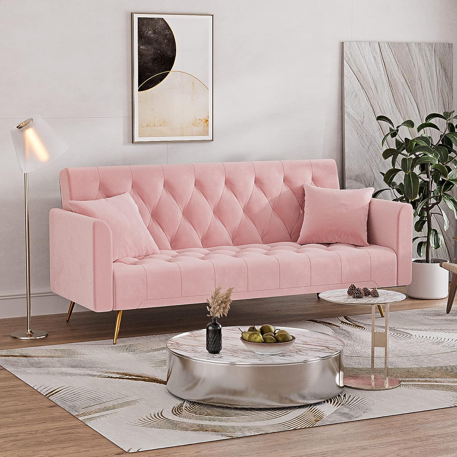 pink velvet futon living room couches