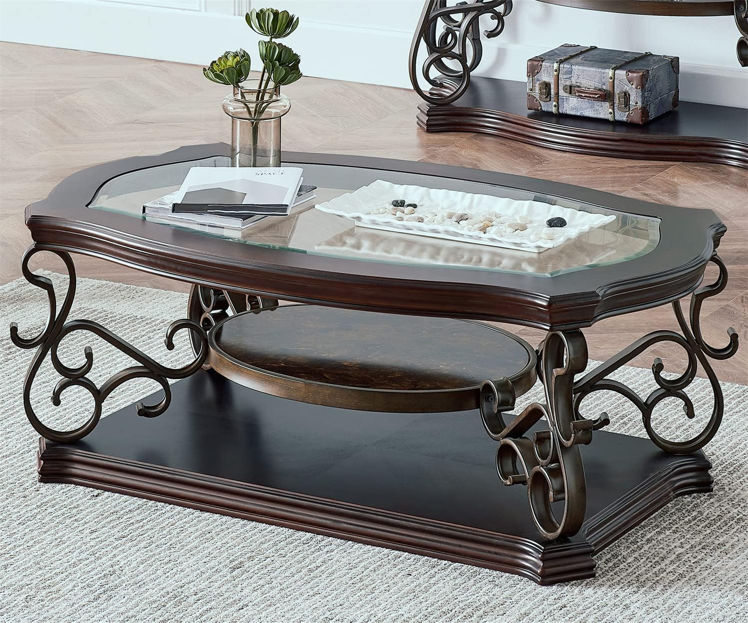 ornate traditional living room coffee table