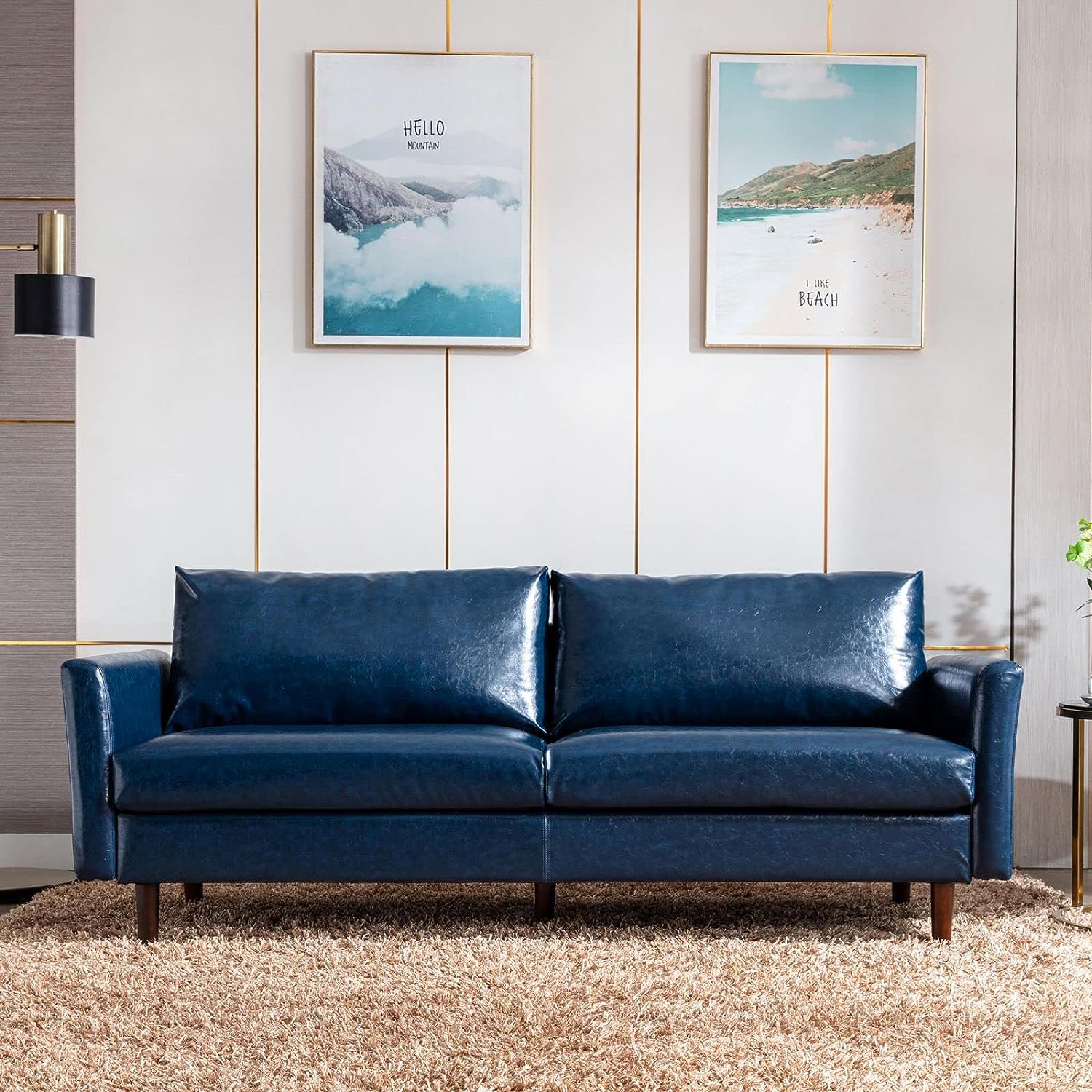 blue leather sofa