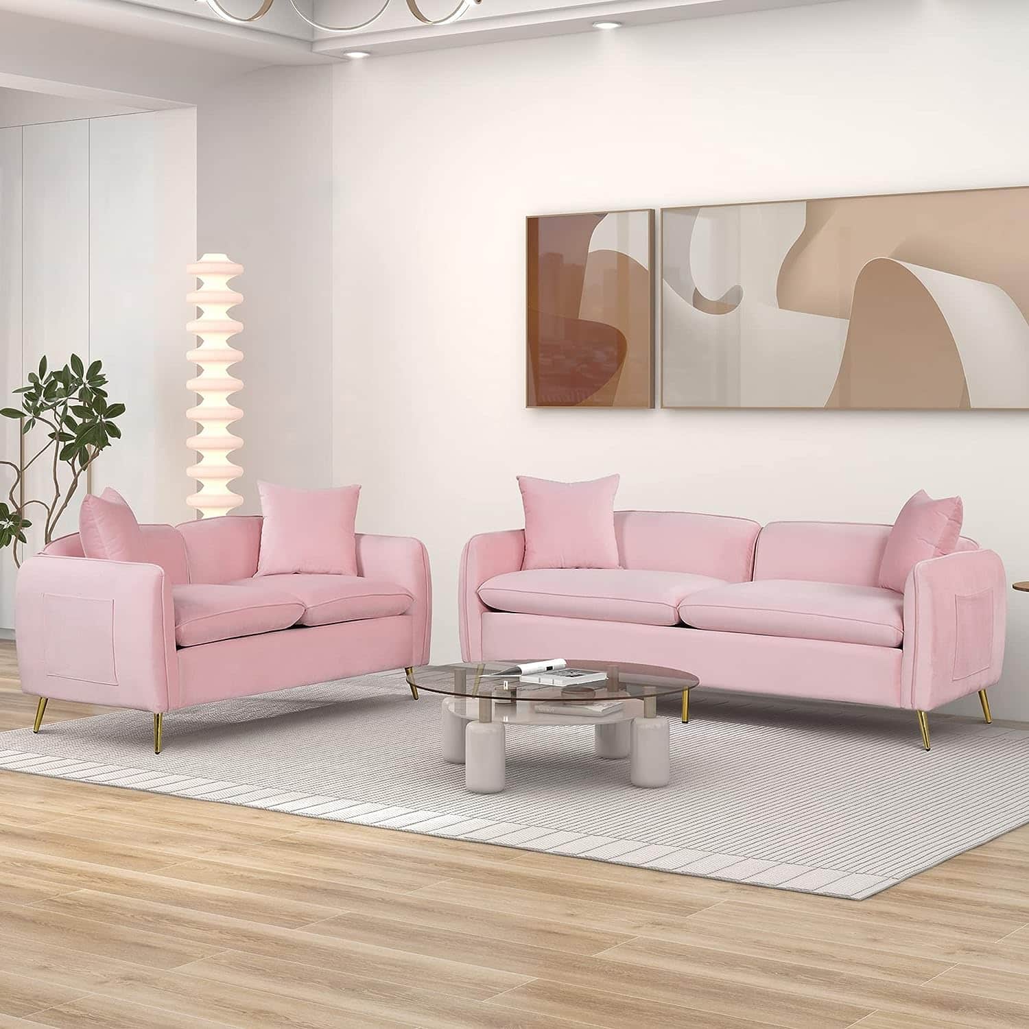 pink couches 2pc set living room