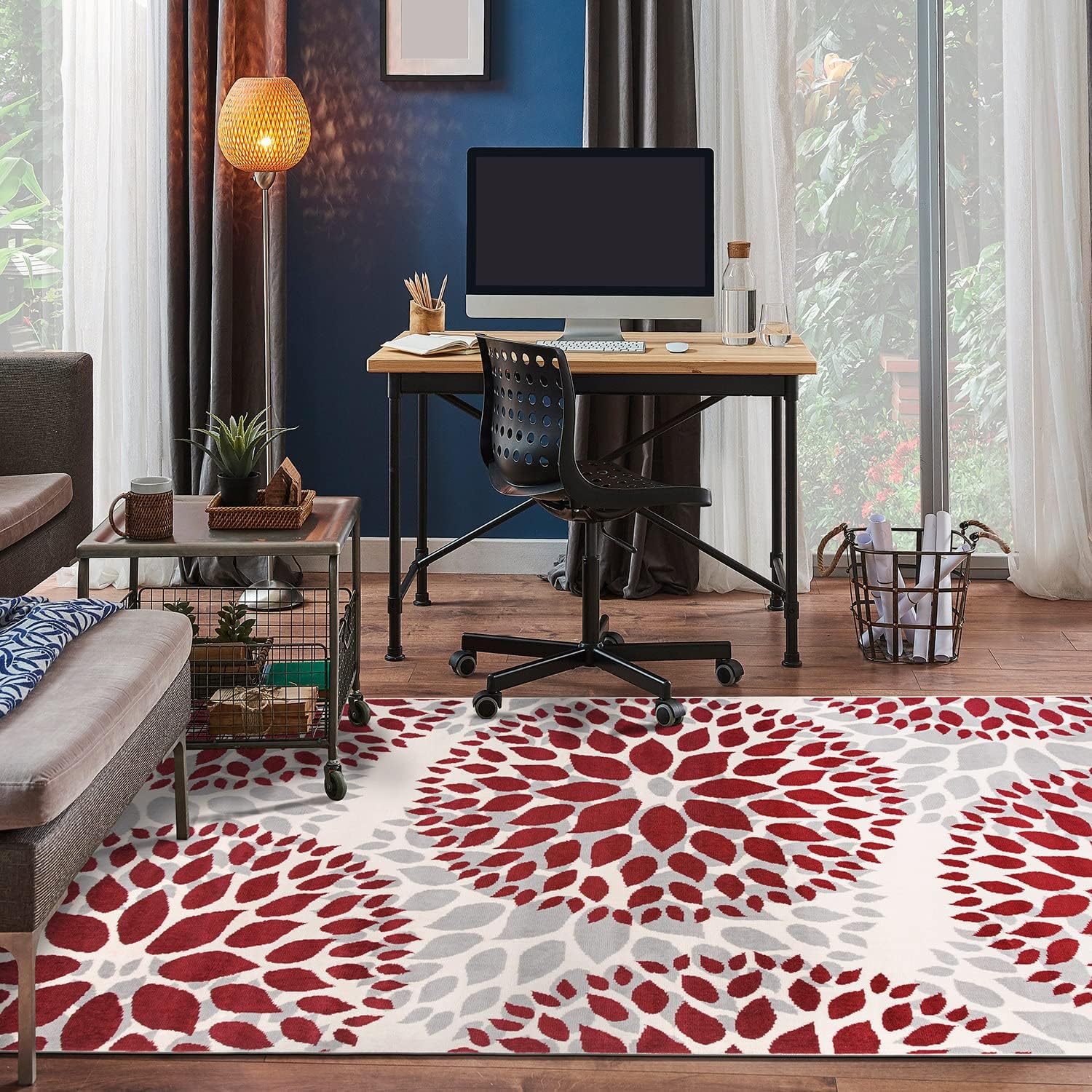 red rug printed in living room