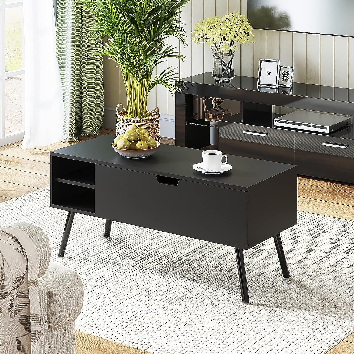 black furniture living room