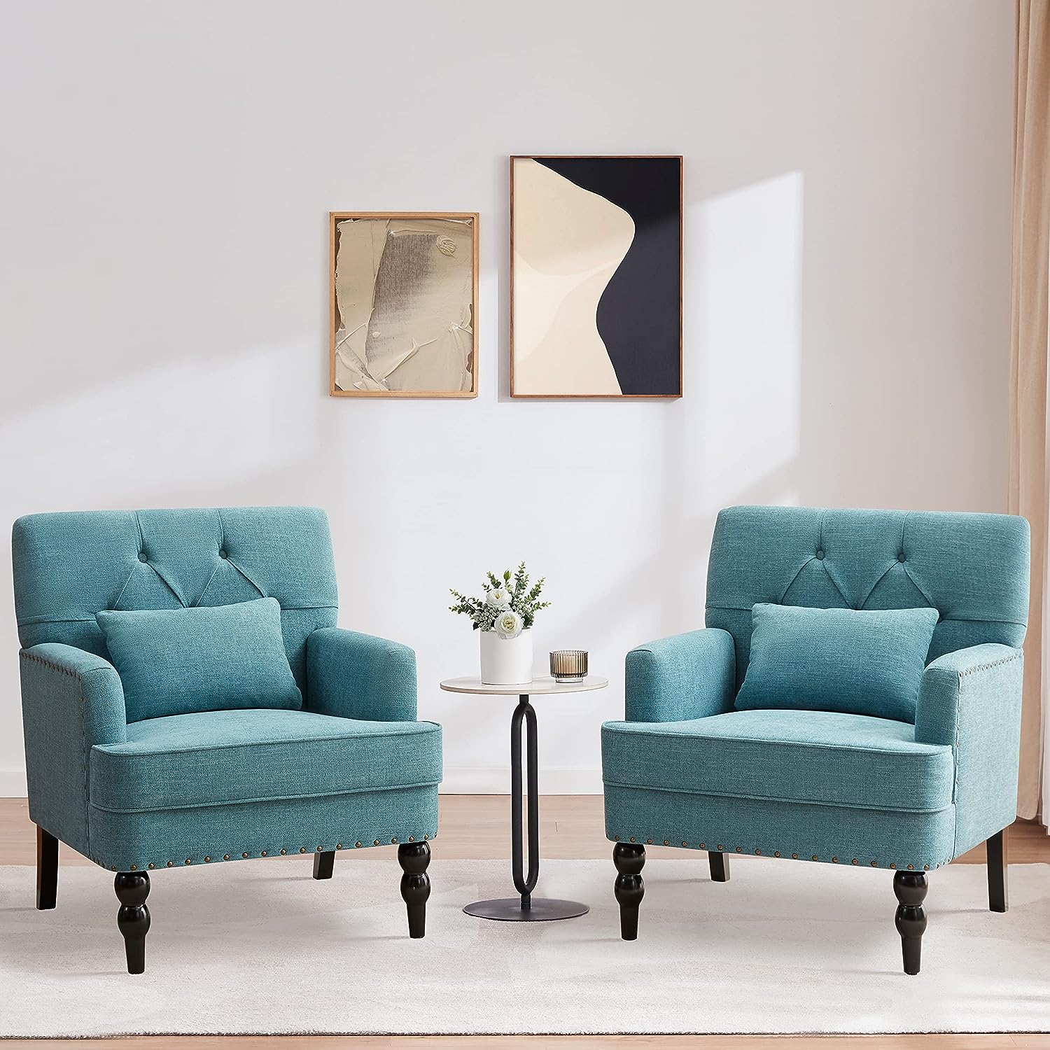 teal living room chairs set of 2
