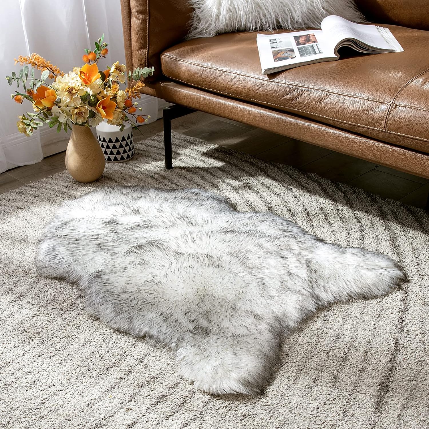 gray rug fluffy living room