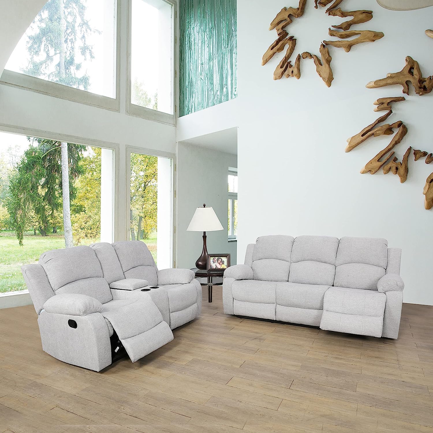 gray white reclining set