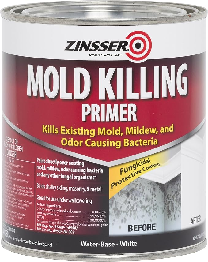 Rust-Oleum Zinsser 276087 Mold Killing Primer, Quart, White