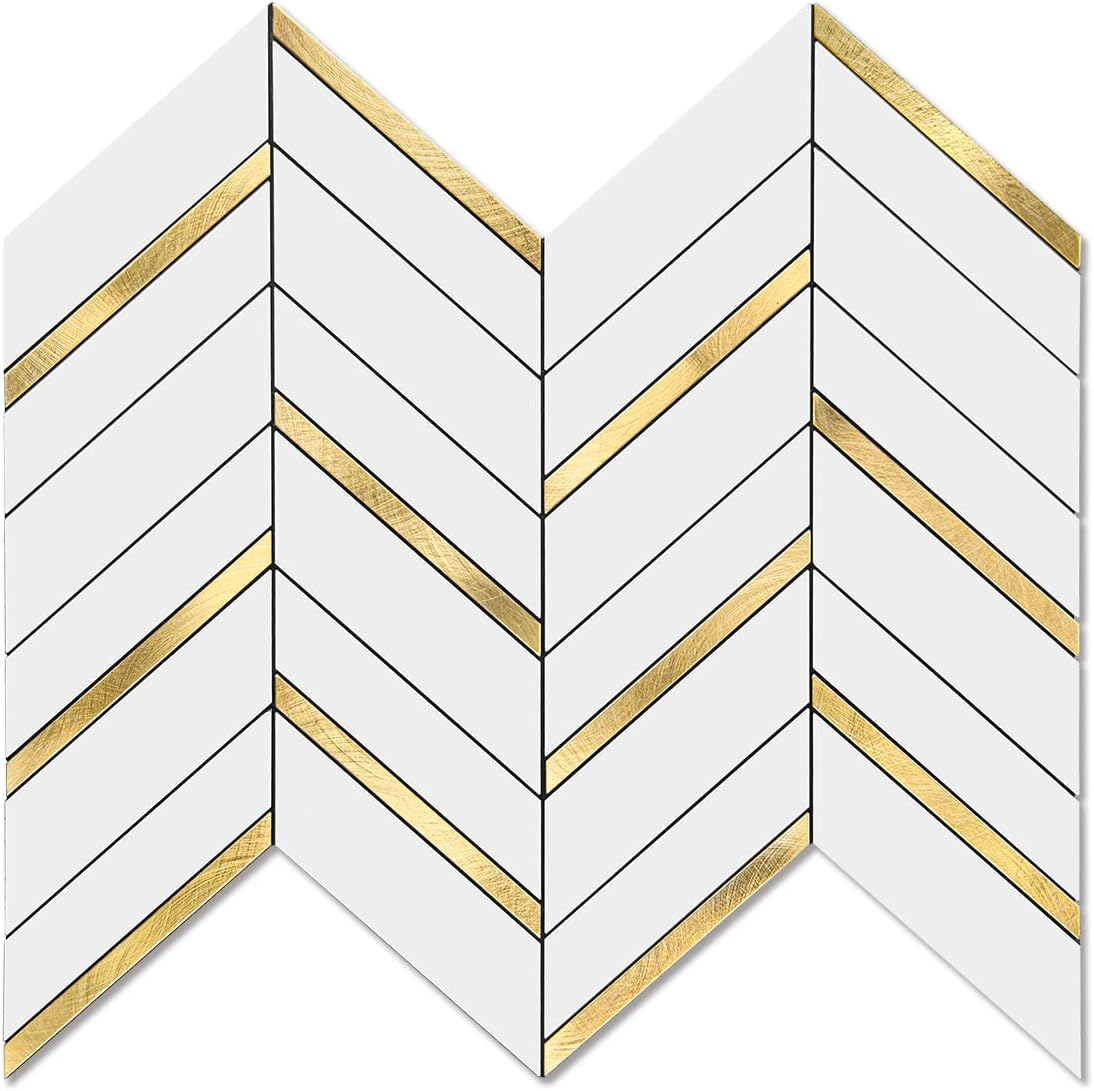 white and gold tile