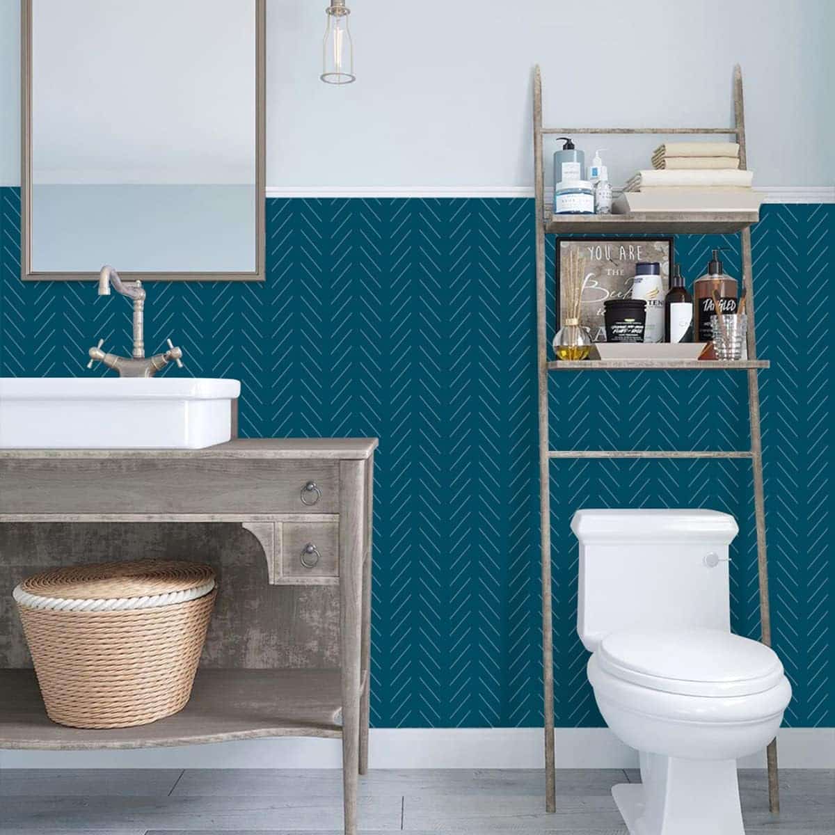 blue bathroom wallpaper