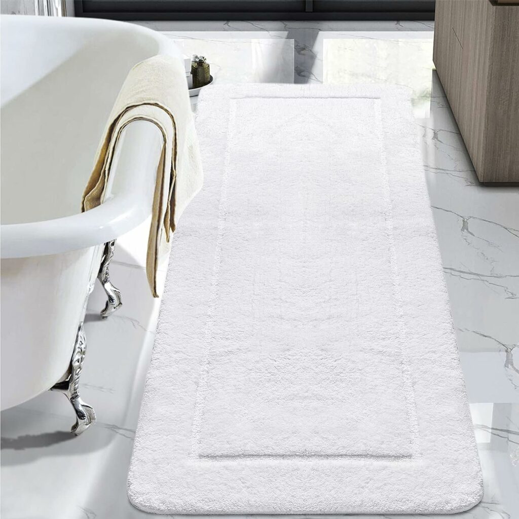 white bathroom runner