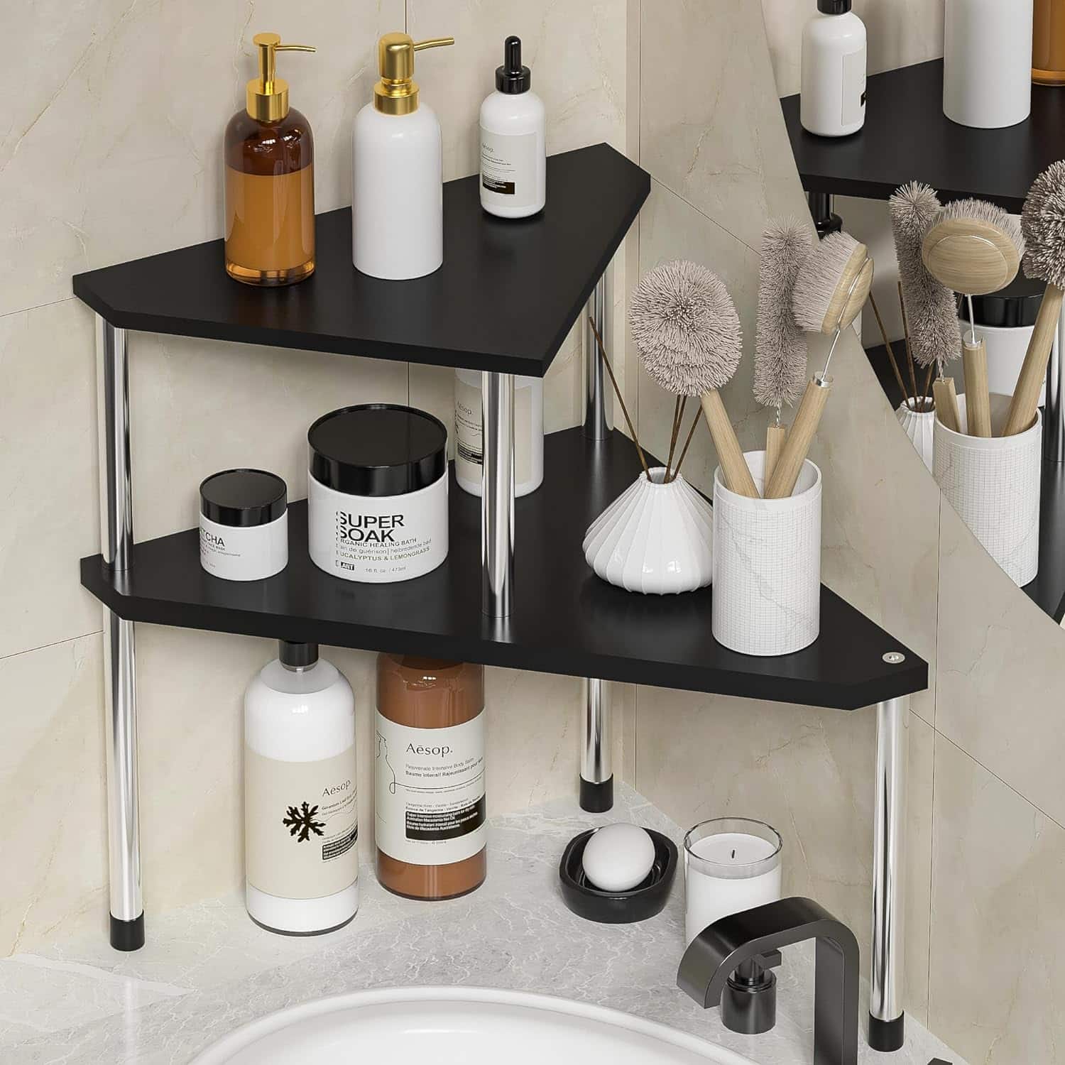 shelf for corner bathroom