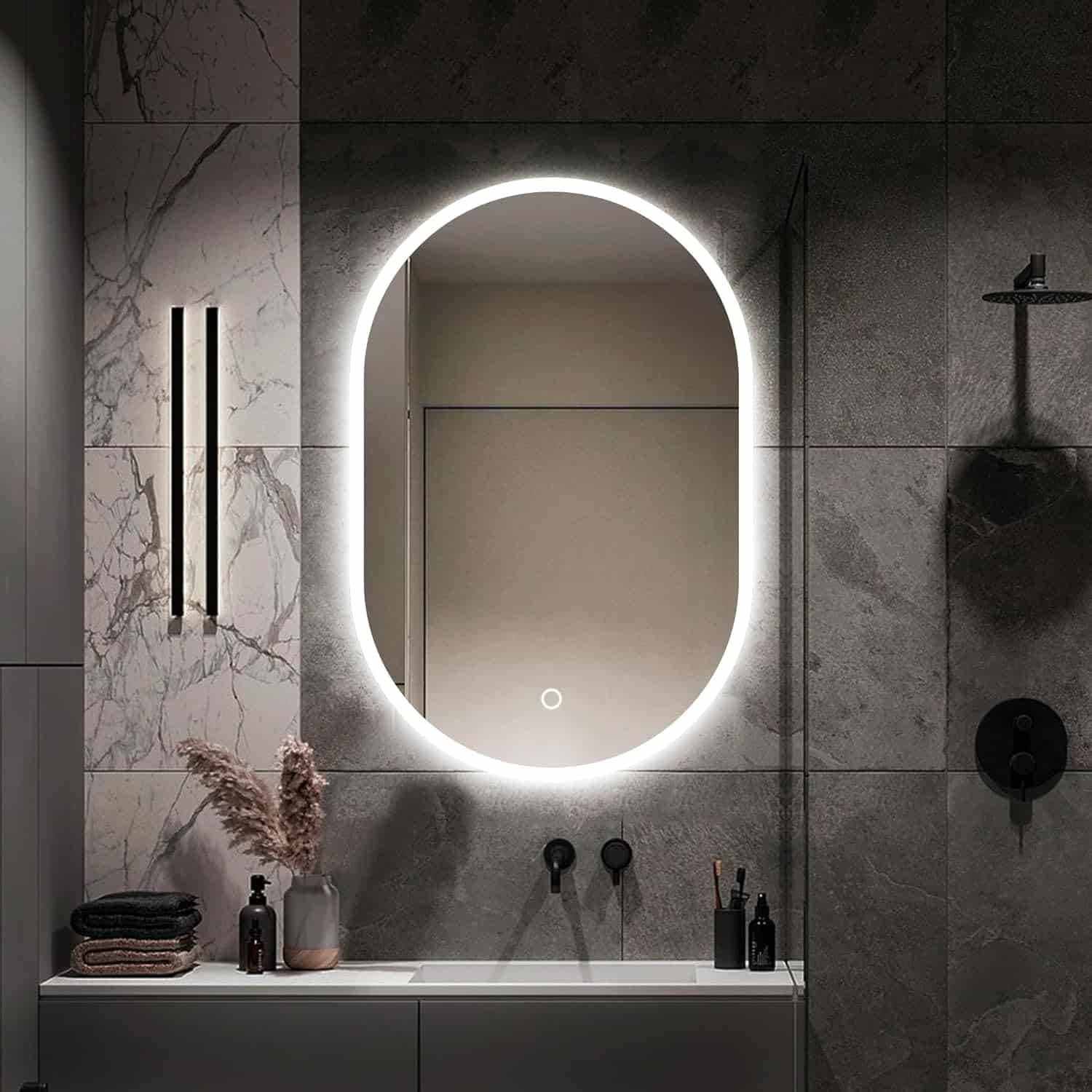 oval led mirror for bathroom