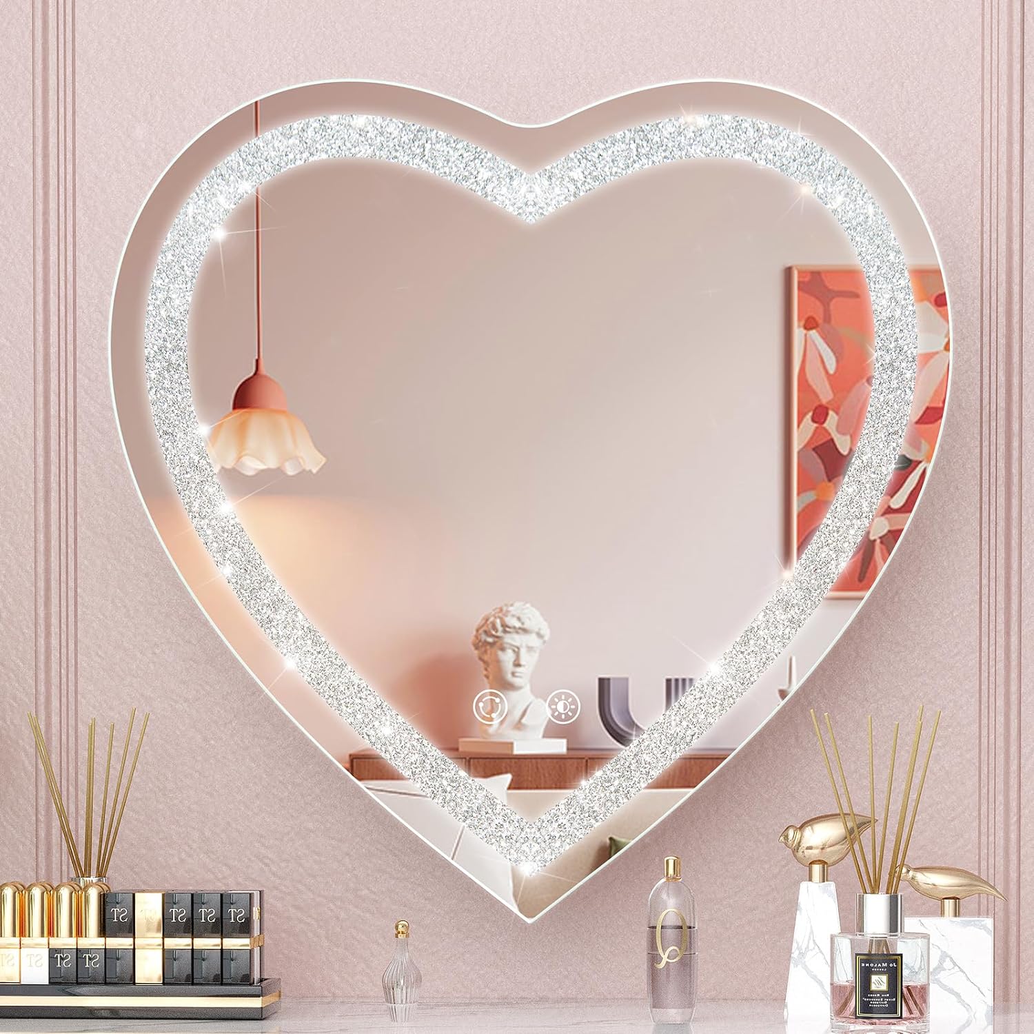 heart led mirror