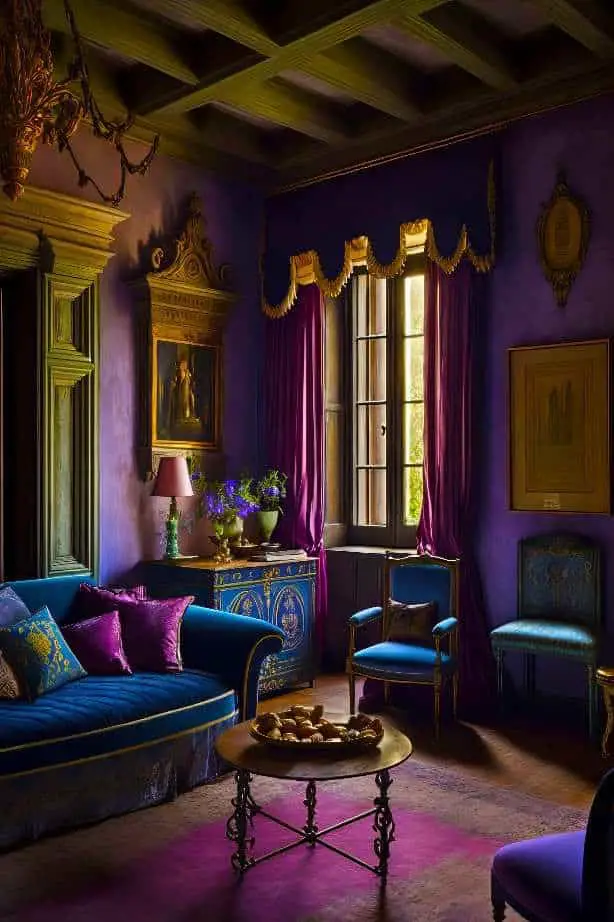 dark purple aesthetic lounge