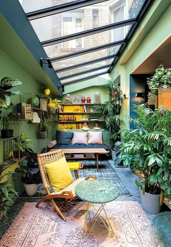 botanical sunroom indoor plants decor wall