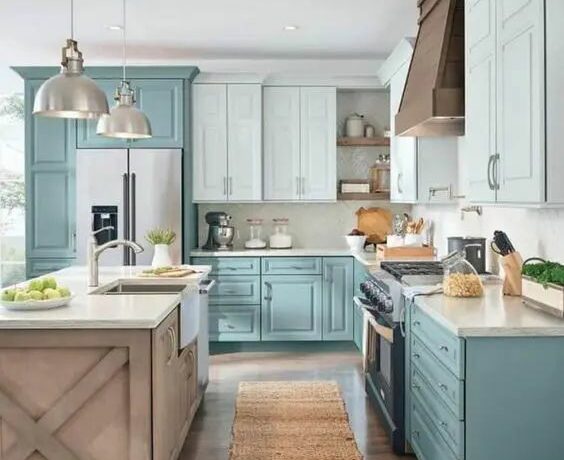 L shaped kitchen with island layout | Digs Digs