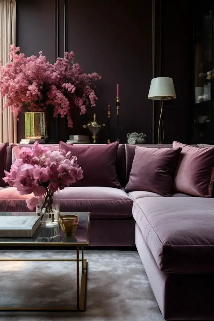 purple living room couch