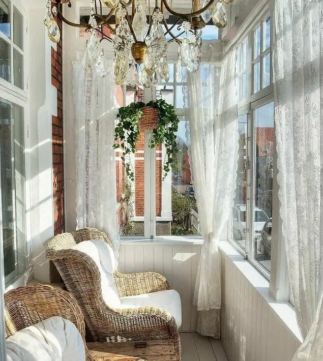 beautiful sunroom with curtains