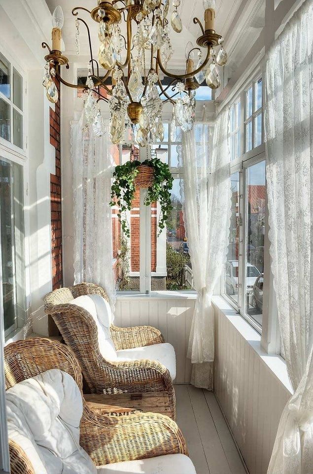 beautiful sunroom with curtains