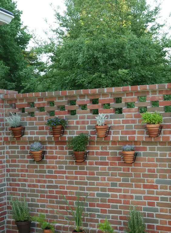 brick fencing with plants
