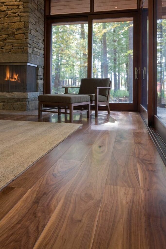 Prefinished Walnut Flooring Lake Home -Carlisle Wide Plank Floors