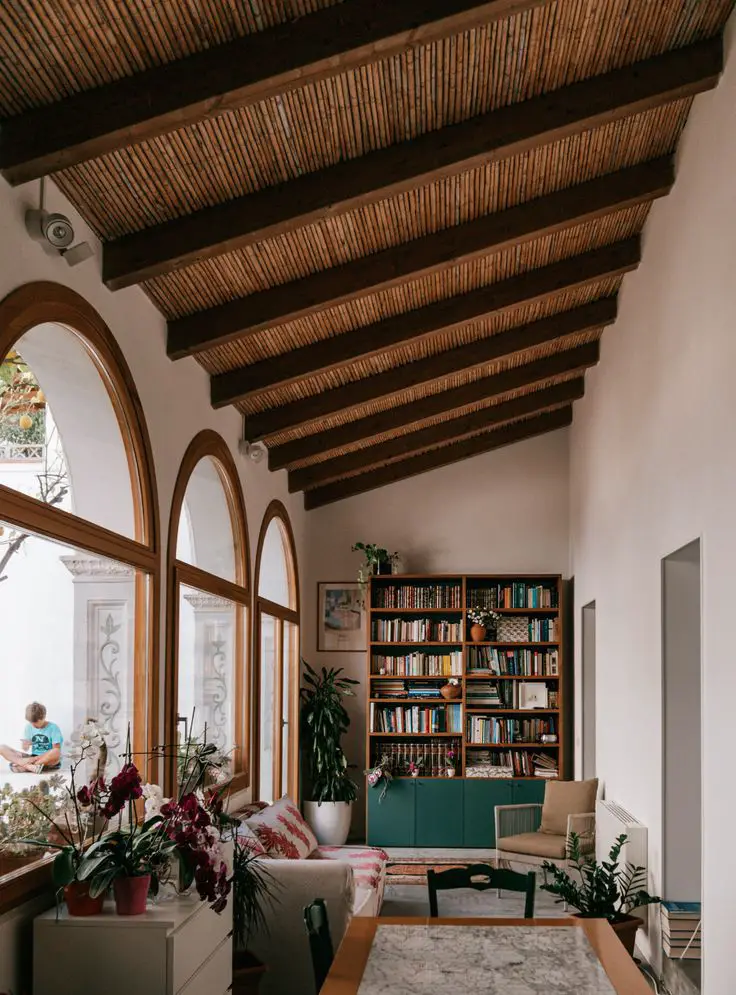 sunroom with library